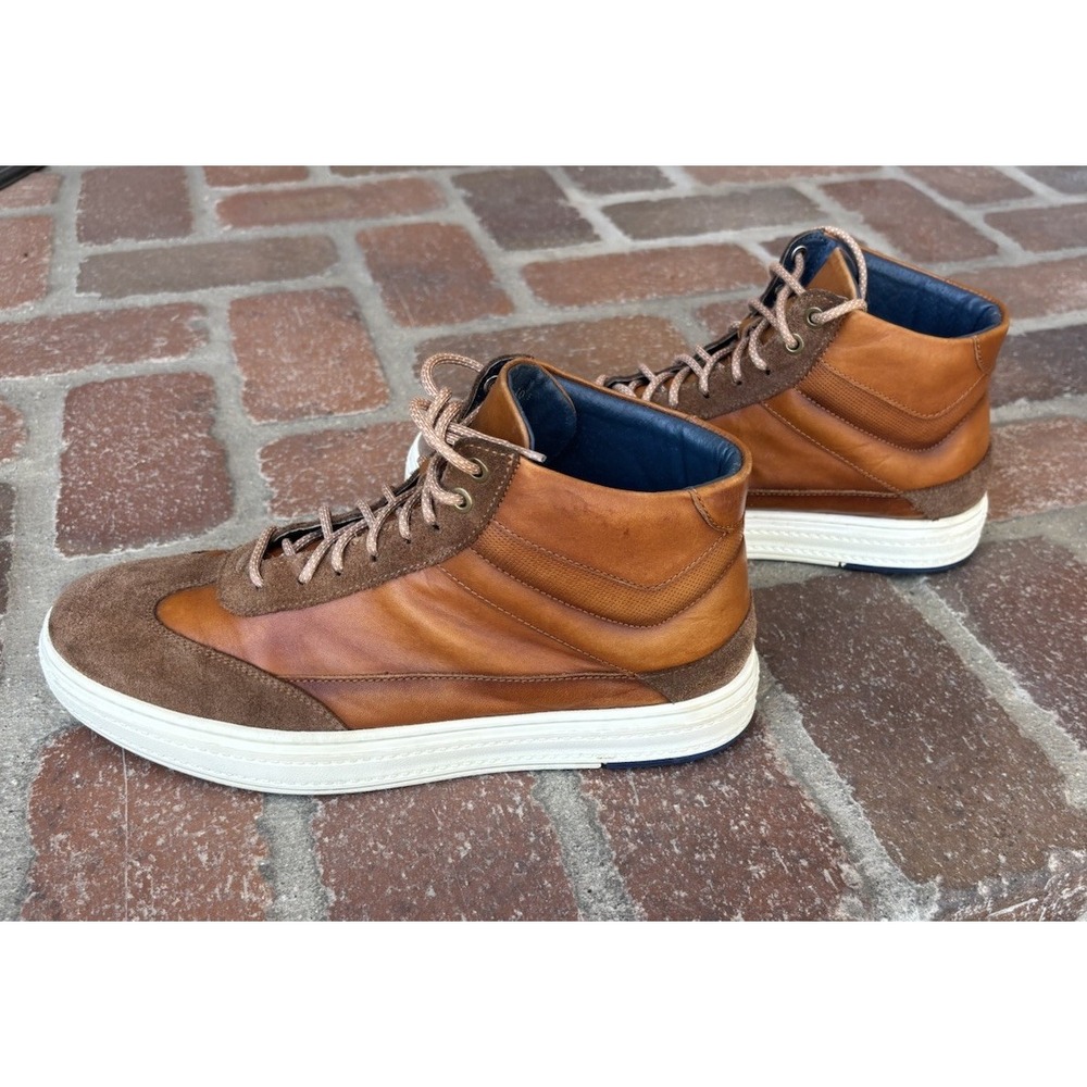 Zanzara Rankin Leather High Top Sneaker Men 10.5, Brown High Quality Lace-Up EUC